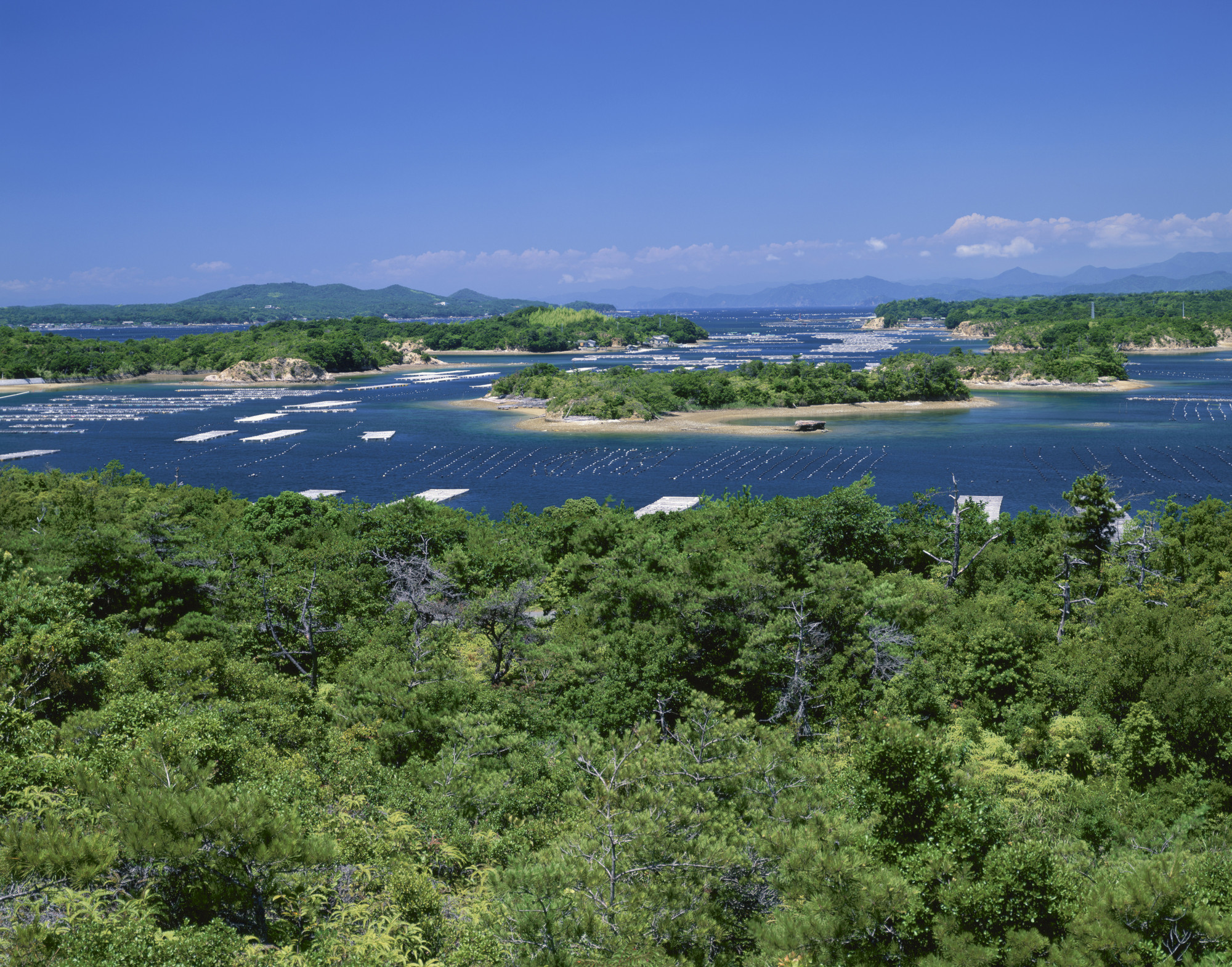 Japan, Mie Prefecture, Ago Bay, Islands in sea, high angle view